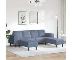 Sofa Mėlyna 250 x 188 x 76 cm Kordūrinis audinys