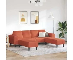 Sofa Raudona oranžinė 250 x 188 x 76 cm Kordūrinis audinys