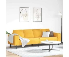 Sofa Šviesi geltona 250 x 77 x 76 cm Kordūrinis audinys