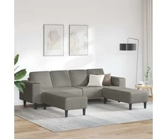 Sofa Šviesiai pilka 250 x 188 x 76 cm Kordūrinis audinys