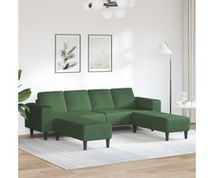Sofa Tamsiai žalia 250 x 188 x 76 cm Kordūrinis audinys