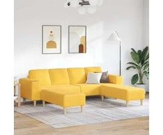 Sofa Šviesi geltona 250 x 188 x 76 cm Kordūrinis audinys