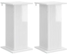 Augalų stovas 2 pcs Itin blizgi balta 30,5 x 30 x 60,5 cm