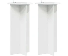 Augalų stovas 2 pcs Itin blizgi balta 40 x 40 x 80 cm