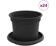 Lova Augalų vazonai 24 pcs Juoda Ø 12,5 x 10 cm Plastmasė