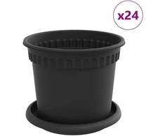 Lova Augalų vazonai 24 pcs Juoda Ø 15 x 12 cm Plastmasė