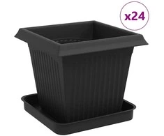 Augalų vazonai 24 pcs Juoda 16 x 16 x 14 cm Plastmasė
