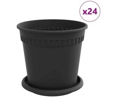Lova Augalų vazonai 24 pcs Juoda Ø 17 x 14 cm Plastmasė
