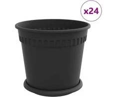 Lova Augalų vazonai 24 pcs Juoda Ø 19 x 16 cm Plastmasė