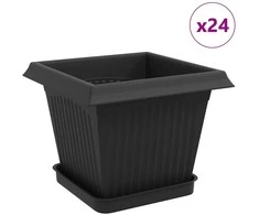 Augalų vazonai 24 pcs Juoda 20 x 20 x 16 cm Plastmasė