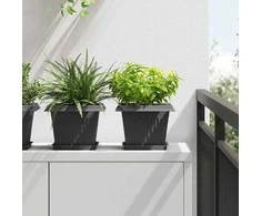 Augalų vazonai 24 pcs Juoda 23 x 23 x 17,5 cm Plastmasė