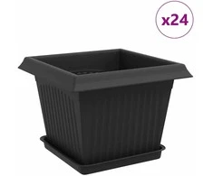 Augalų vazonai 24 pcs Juoda 23 x 23 x 17,5 cm Plastmasė