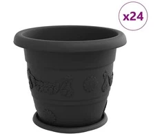Augalų vazonai 24 vnt. Juoda Ø 34 x 28 cm Plastmasė