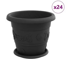 Augalų vazonai 24 pcs Juoda Ø 26 x 21.5 cm Plastmasė