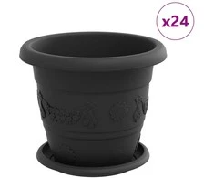 Augalų vazonai 24 pcs Juoda Ø 22 x 18 cm Plastmasė