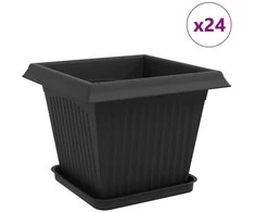 Augalų vazonai 24 pcs Juoda 33 x 33 x 26 cm Plastmasė