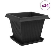 Augalų vazonai 24 pcs Juoda 38 x 38 x 30 cm Plastmasė