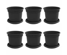 Augalų vazonai 6 pcs Juoda Ø 15 x 12 cm Plastmasė
