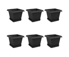 Augalų vazonai 6 pcs Juoda 20 x 20 x 16 cm Plastmasė