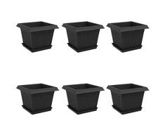 Augalų vazonai 6 pcs Juoda 23 x 23 x 17,5 cm Plastmasė