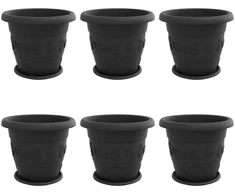Augalų vazonai 6 pcs Juoda Ø 39 x 32 cm Plastmasė