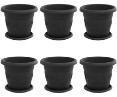 Augalų vazonai 6 pcs Juoda Ø 22 x 18 cm Plastmasė