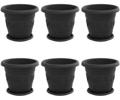Augalų vazonai 6 pcs Juoda Ø 26 x 21.5 cm Plastmasė
