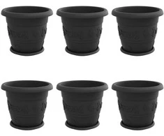Augalų vazonai 6 pcs Juoda Ø 34 x 28 cm Plastmasė