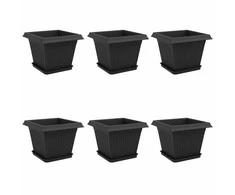 Augalų vazonai 6 pcs Juoda 28,5 x 28,5 x 22 cm Plastmasė