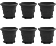 Augalų vazonai 6 pcs Juoda Ø 30 x 25 cm Plastmasė