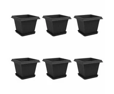 Augalų vazonai 6 pcs Juoda 33 x 33 x 26 cm Plastmasė