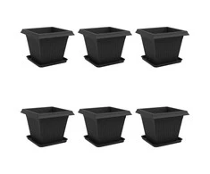 Augalų vazonai 6 pcs Juoda 38 x 38 x 30 cm Plastmasė
