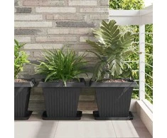 Augalų vazonai 6 pcs Juoda 38 x 38 x 30 cm Plastmasė