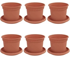 Augalų vazonai 6 pcs Raudona plyta Ø 12,5 x 10 cm Plastmasė