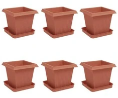 Augalų vazonai 6 pcs Raudona plyta 16 x 16 x 14 cm Plastmasė