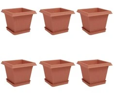 Augalų vazonai 6 pcs Raudona plyta 20 x 20 x 16 cm Plastmasė