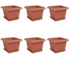 Augalų vazonai 6 pcs Raudona plyta 23 x 23 x 17,5 cm Plastmasė