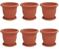Augalų vazonai 6 pcs Raudona plyta Ø 22 x 18 cm Plastmasė