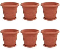 Augalų vazonai 6 pcs Raudona plyta Ø 26 x 21.5 cm Plastmasė