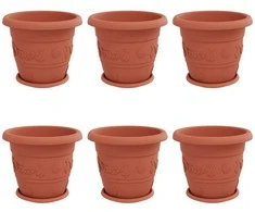 Augalų vazonai 6 pcs Raudona plyta Ø 34 x 28 cm Plastmasė