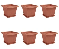 Augalų vazonai 6 pcs Raudona plyta 33 x 33 x 26 cm Plastmasė