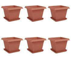 Augalų vazonai 6 pcs Raudona plyta 43 x 43 x 33,5 cm Plastmasė