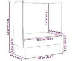 Aukštos nugaros sofa 101cm Tamsiai ruda audinys