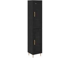 Aukštas spintelė 2 pcs Juodas ąžuolas Stiklas