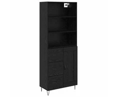 Aukštas spintelė 2 pcs Juodas ąžuolas Apdirbta mediena
