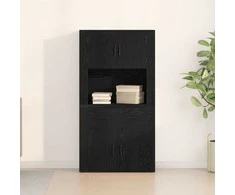 Highboardas juoda ąžuolo 80 x 33 x 150 cm Apdirbta mediena