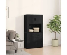 Highboardas juoda ąžuolo 80 x 33 x 150 cm Apdirbta mediena