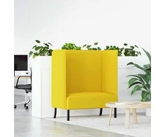 Aukštos nugaros sofa 101cm Šviesiai geltona audinys