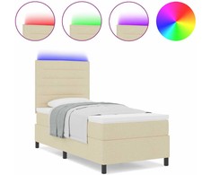 Kiemas lova su čiužiniu su LED Kreminė 80 x 200 cm audinys