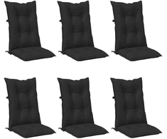 Aukštos atlošo kėdžių pagalvių rinkinys 6 pcs Melanžinė juoda